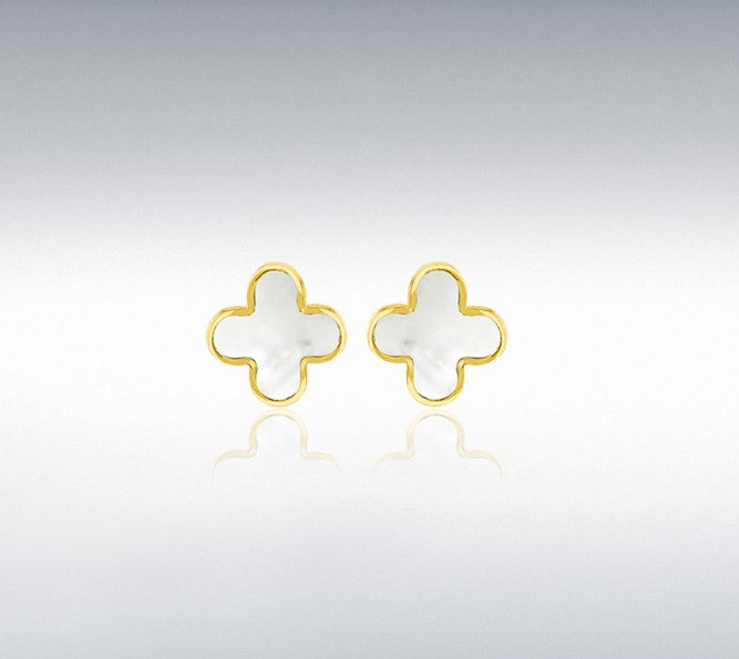 Gold Mother of Pearl Clover studs 37530 - Armin Lowe Jewellers