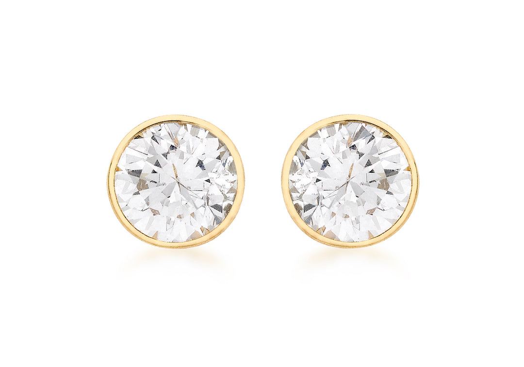 9ct gold 7mm CZ stud earring, Spanish made 37561 - Armin Lowe Jewellers