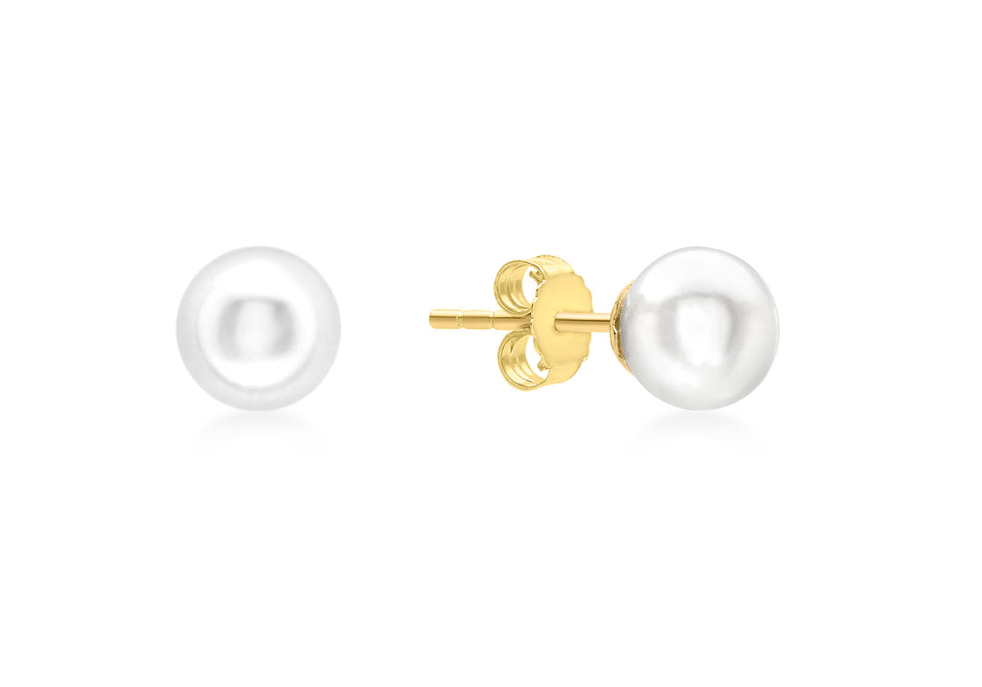 9ct gold 6mm cultured pearl stud earrings 34830 - Armin Lowe Jewellers