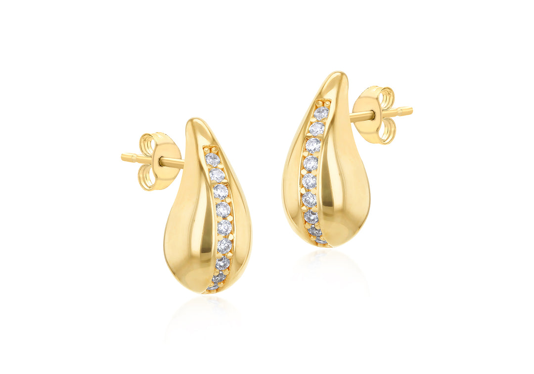 9ct  gold CZ tear drop stud earrings 37565 - Armin Lowe Jewellers