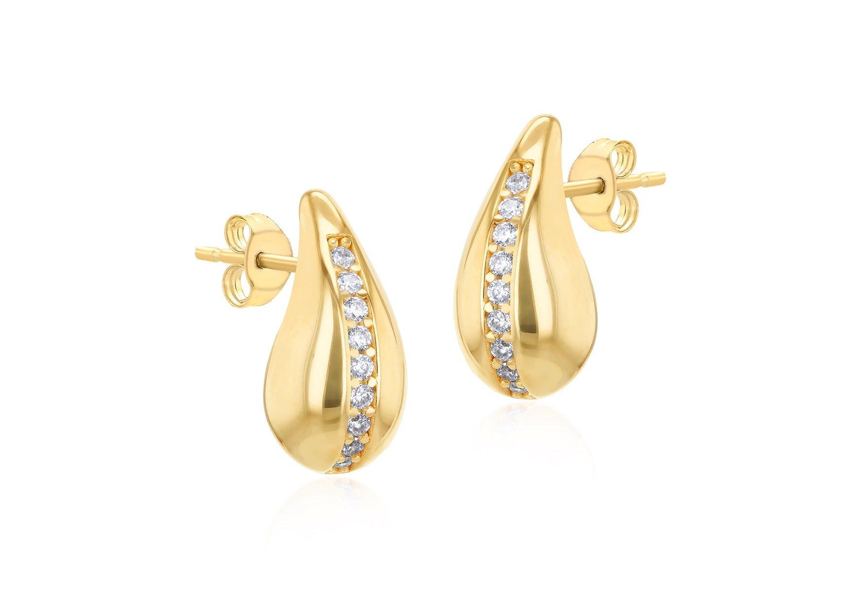 9ct  gold CZ tear drop stud earrings 37565 - Armin Lowe Jewellers