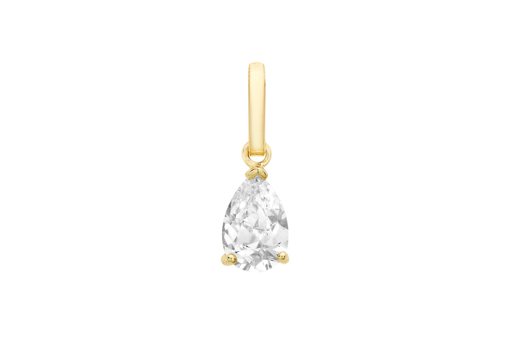 Gold CZ pear solitaire pendant 36842 - Armin Lowe Jewellers