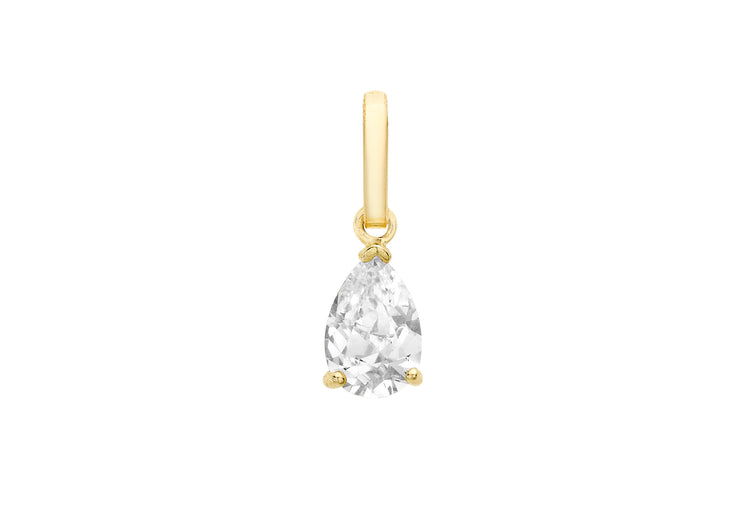 Gold CZ pear solitaire pendant 36842 - Armin Lowe Jewellers