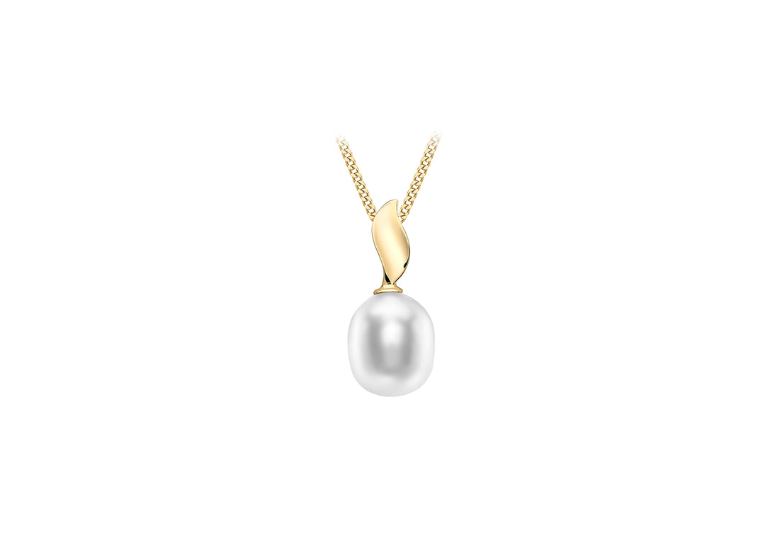 Barrel freswater cultured pearl gold  pendant 37383 - Armin Lowe Jewellers