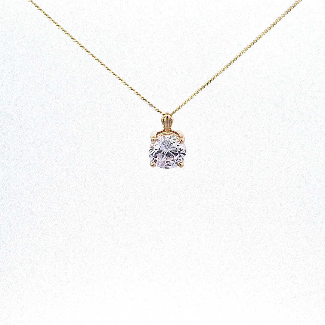 Gold CZ solitaire pendant 37568 - Armin Lowe Jewellers