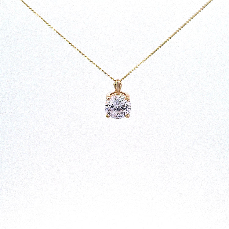 Gold CZ solitaire pendant 37568 - Armin Lowe Jewellers