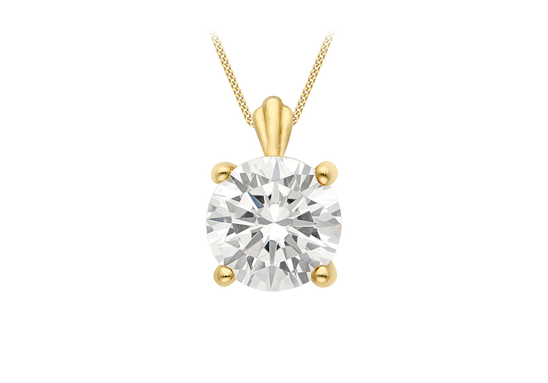 9ct gold 7mm CZ pendant 35780