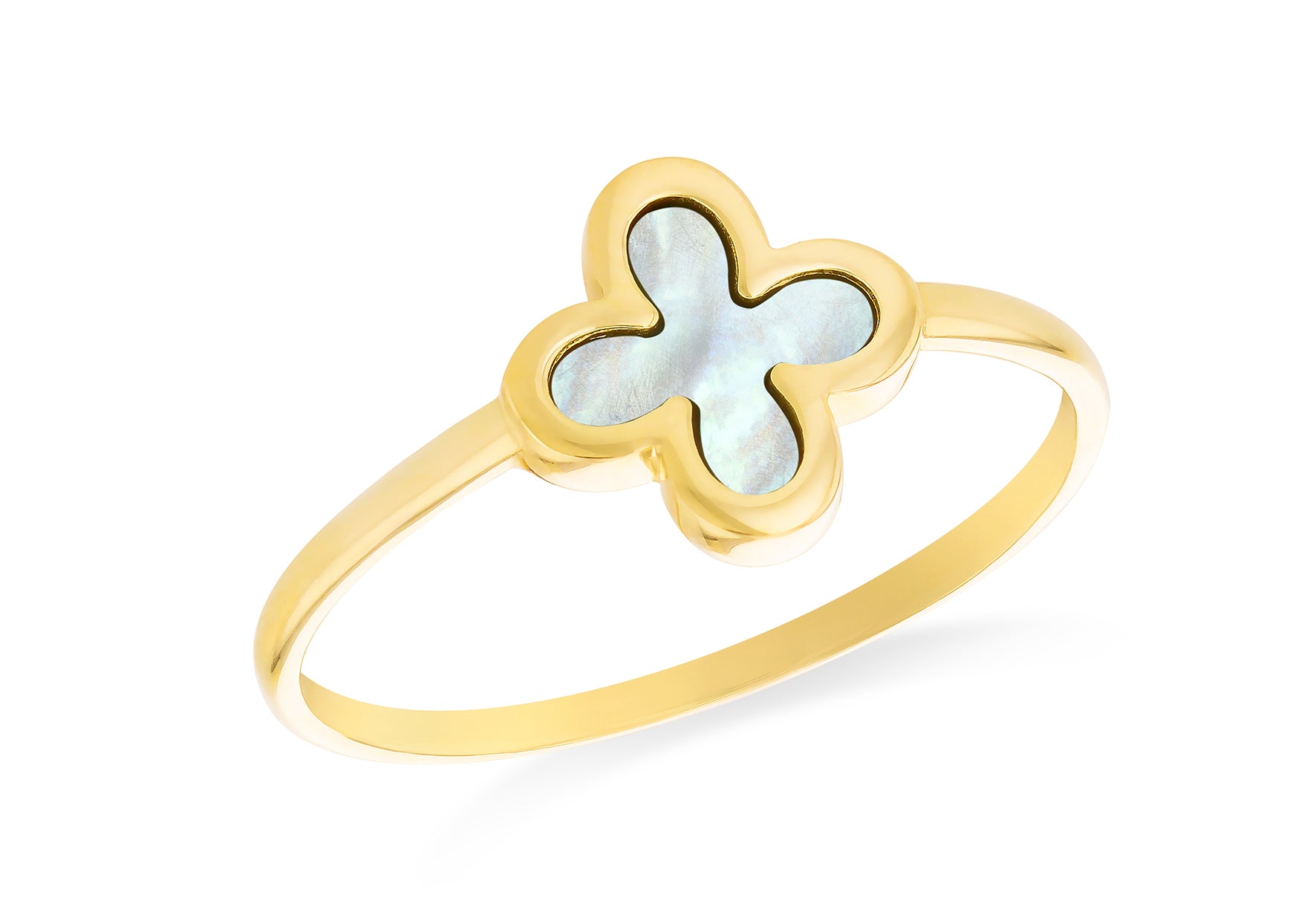 9ct gold Mother of Pearl clover ring 37571