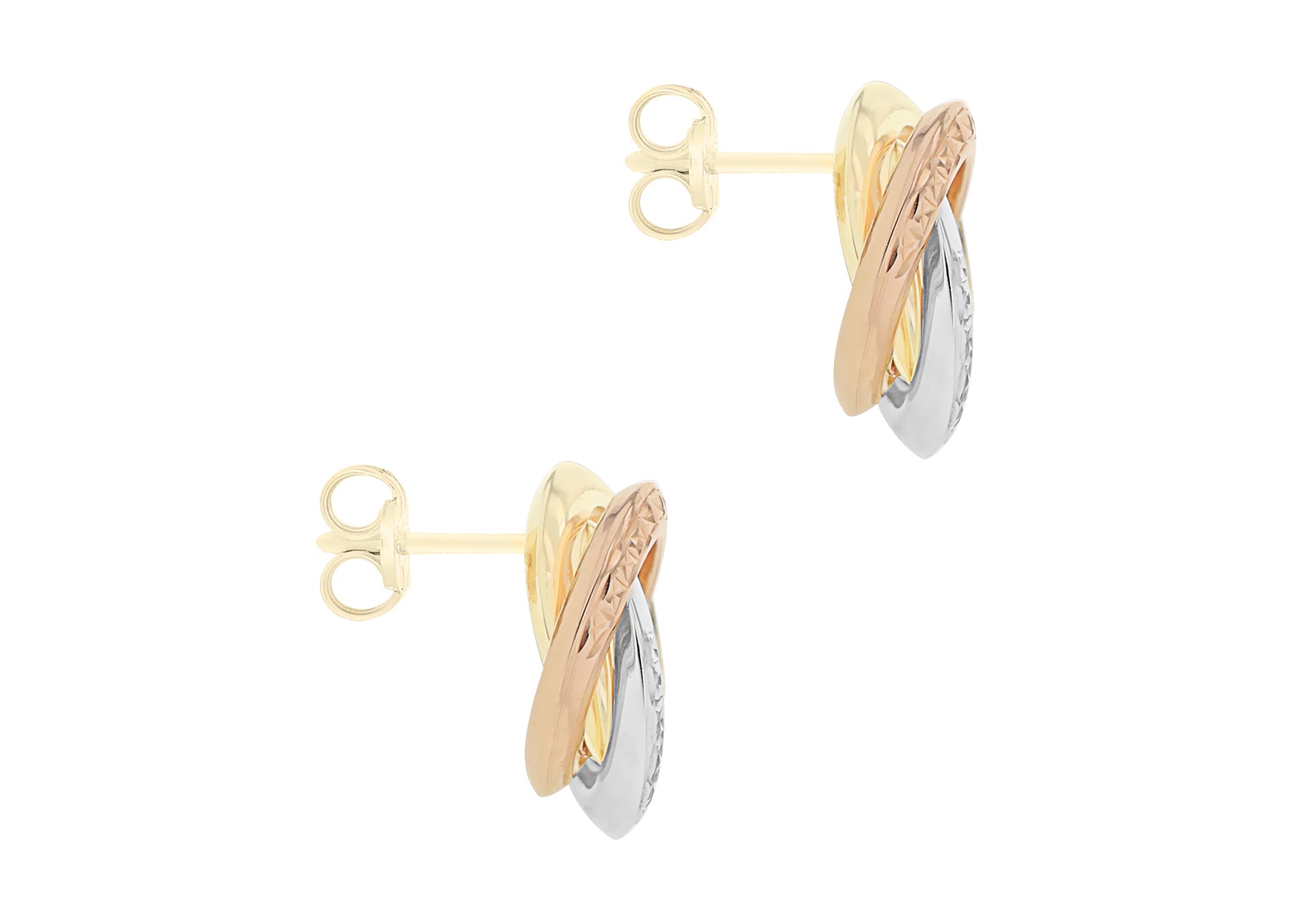 3 colour gold 3 circle stud earrings 36870 - Armin Lowe Jewellers