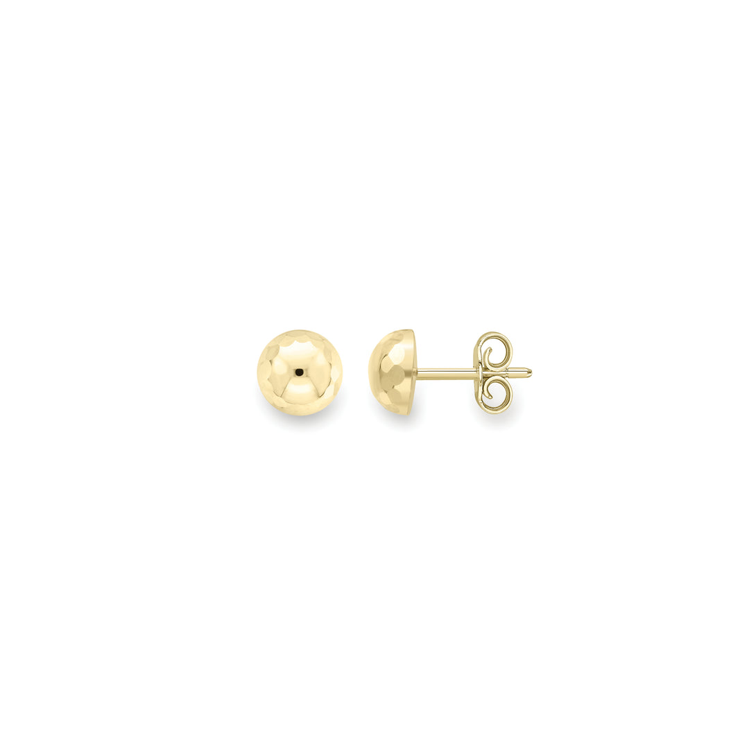 Gold Faceted 7mm domed stud earrings 36749 - Armin Lowe Jewellers