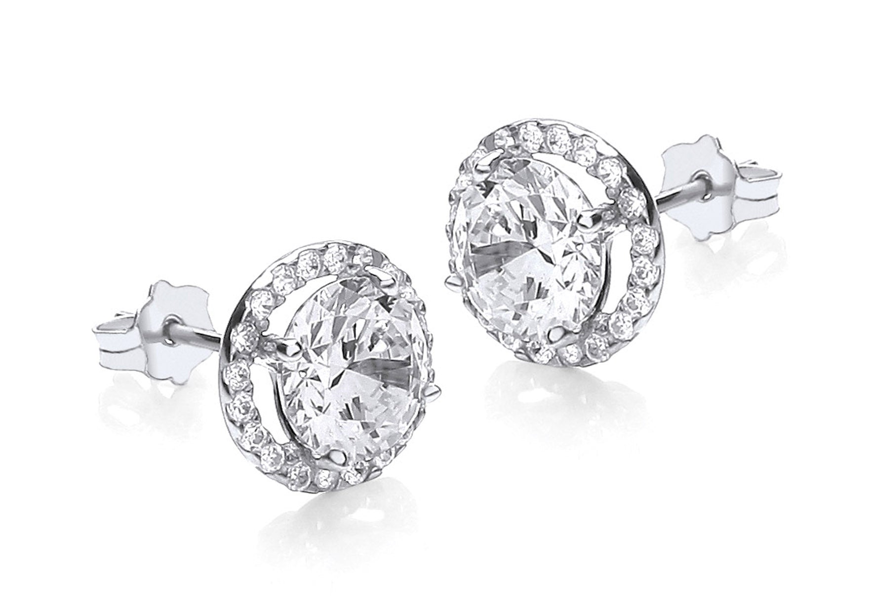 White gold Halo stud earrings 5004 - Armin Lowe Jewellers