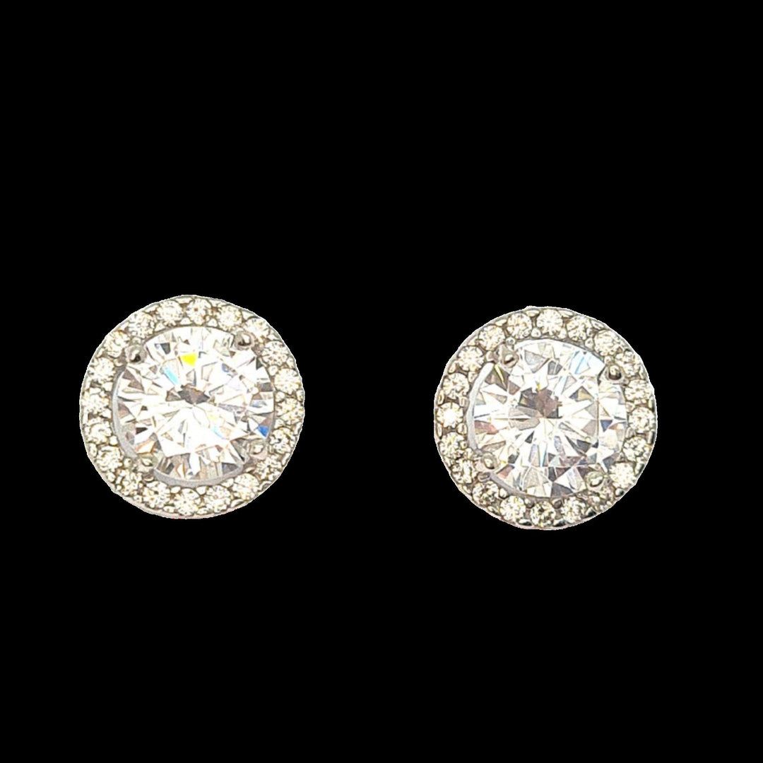 White gold Halo stud earrings 5004 - Armin Lowe Jewellers