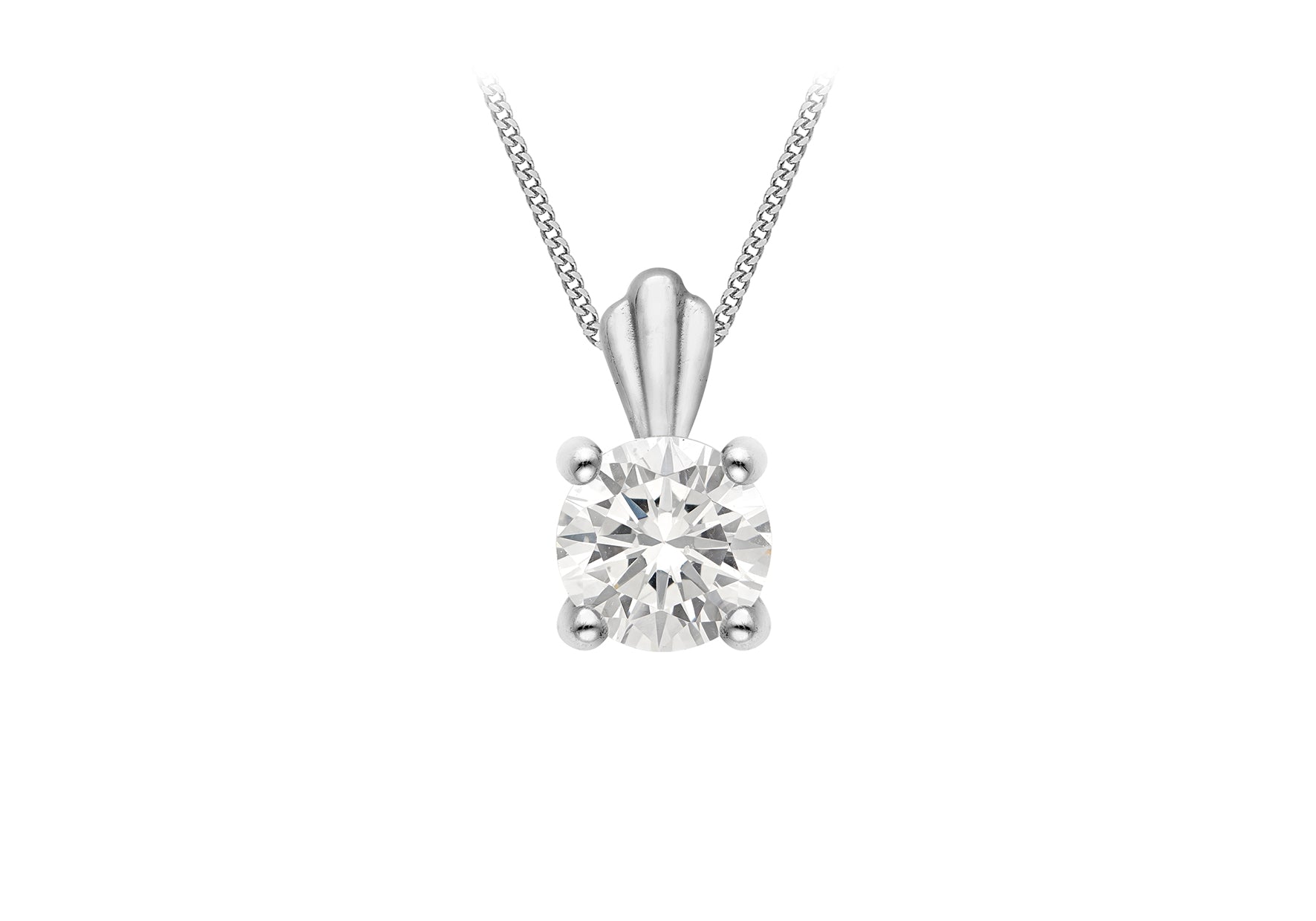 9ct white gold 4mm round CZ pendant 37387 - Armin Lowe Jewellers