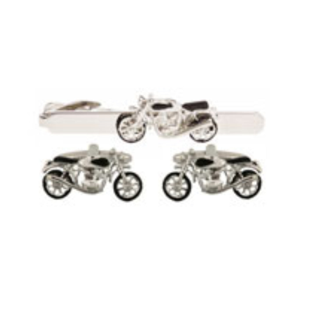 Motor bike cufflink and tie bar set in presentation box 5602 - Armin Lowe Jewellers