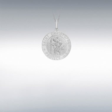 24mm round Sterling Silver St. Christopher medal 37682