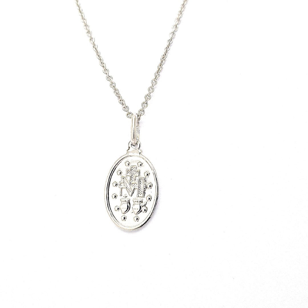 16 x 10mm oval Miraculous medal in Sterling Silver 34190