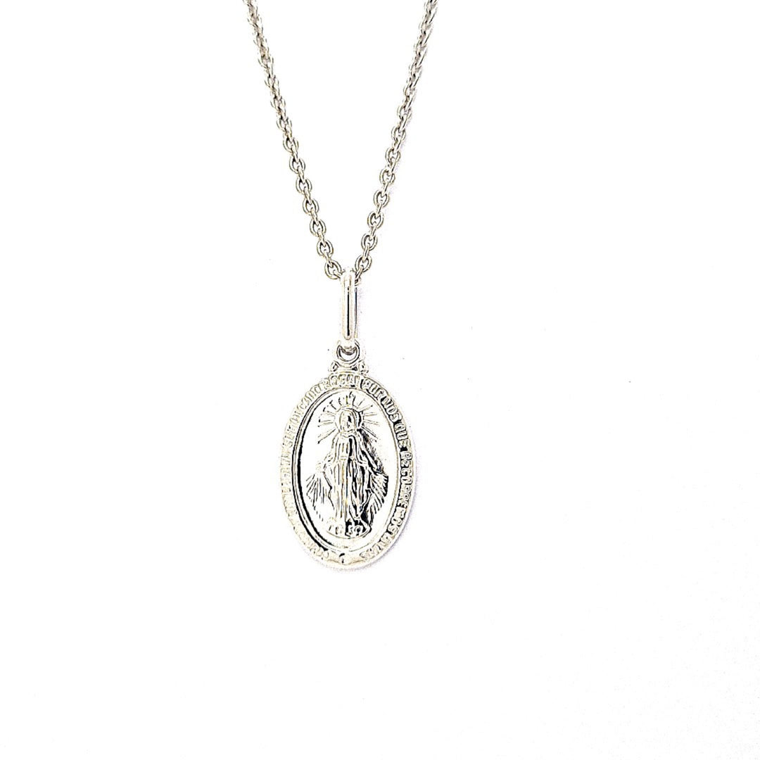 16 x 10mm oval Miraculous medal in Sterling Silver 34190