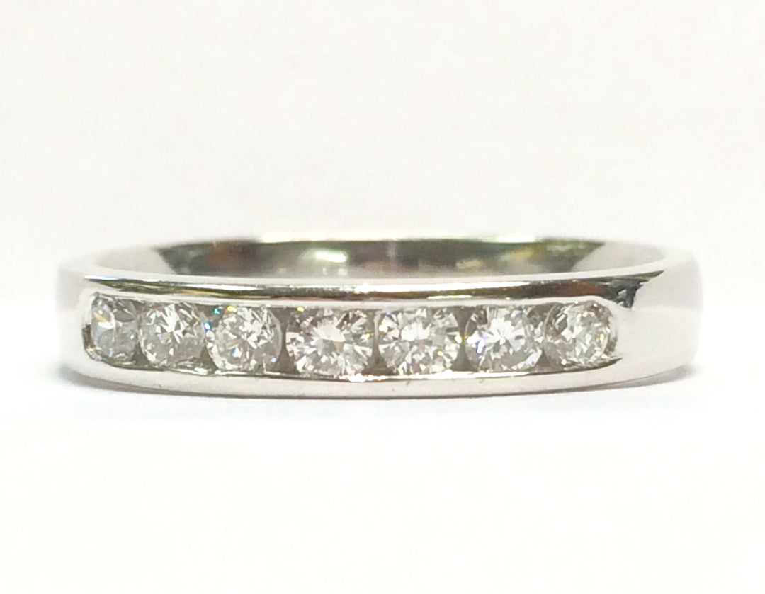 18ct white gold 7 stone diamond channel set domed comfort fit band 31458 - Armin Lowe Jewellers