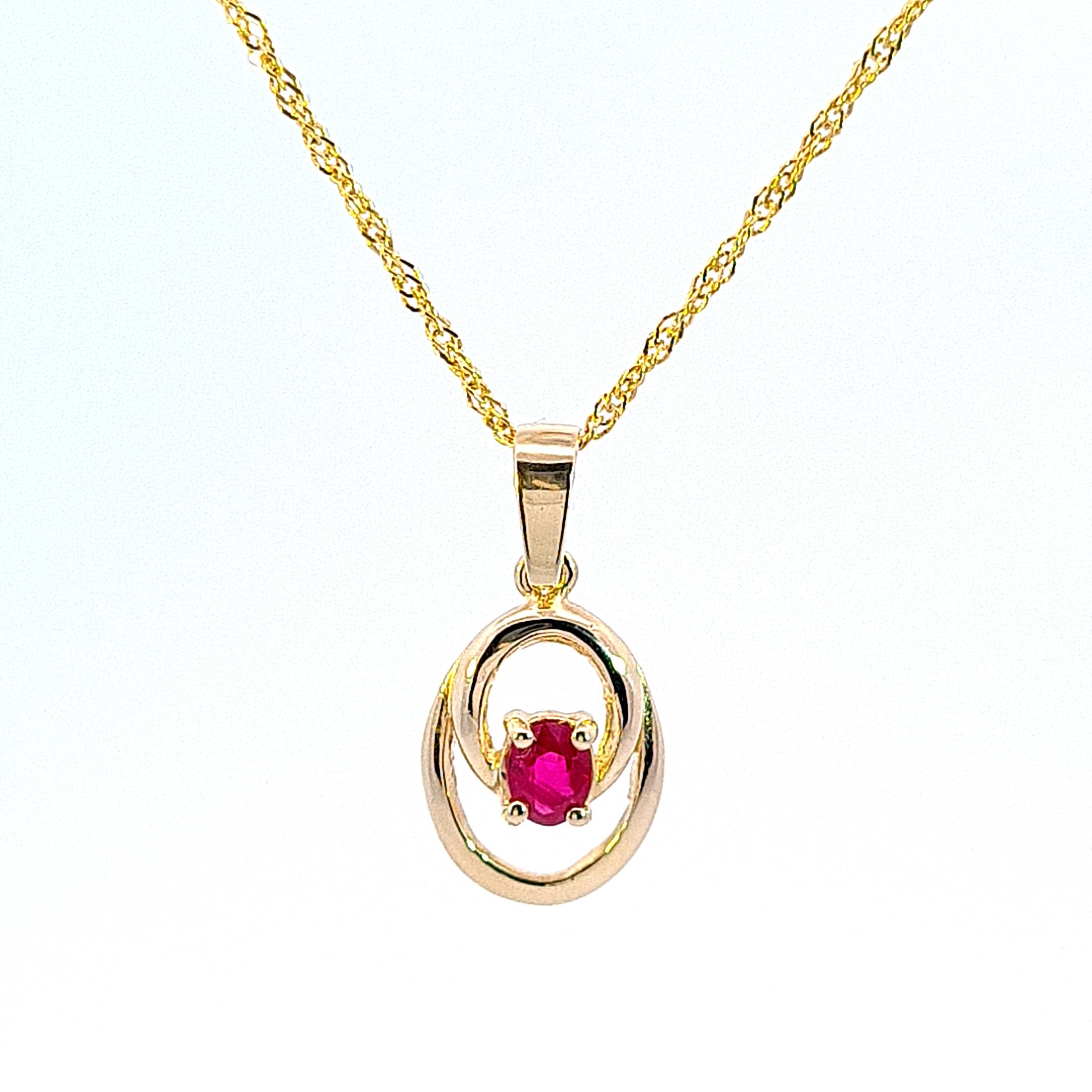 Gold Ruby  pendant 33745 - Armin Lowe Jewellers