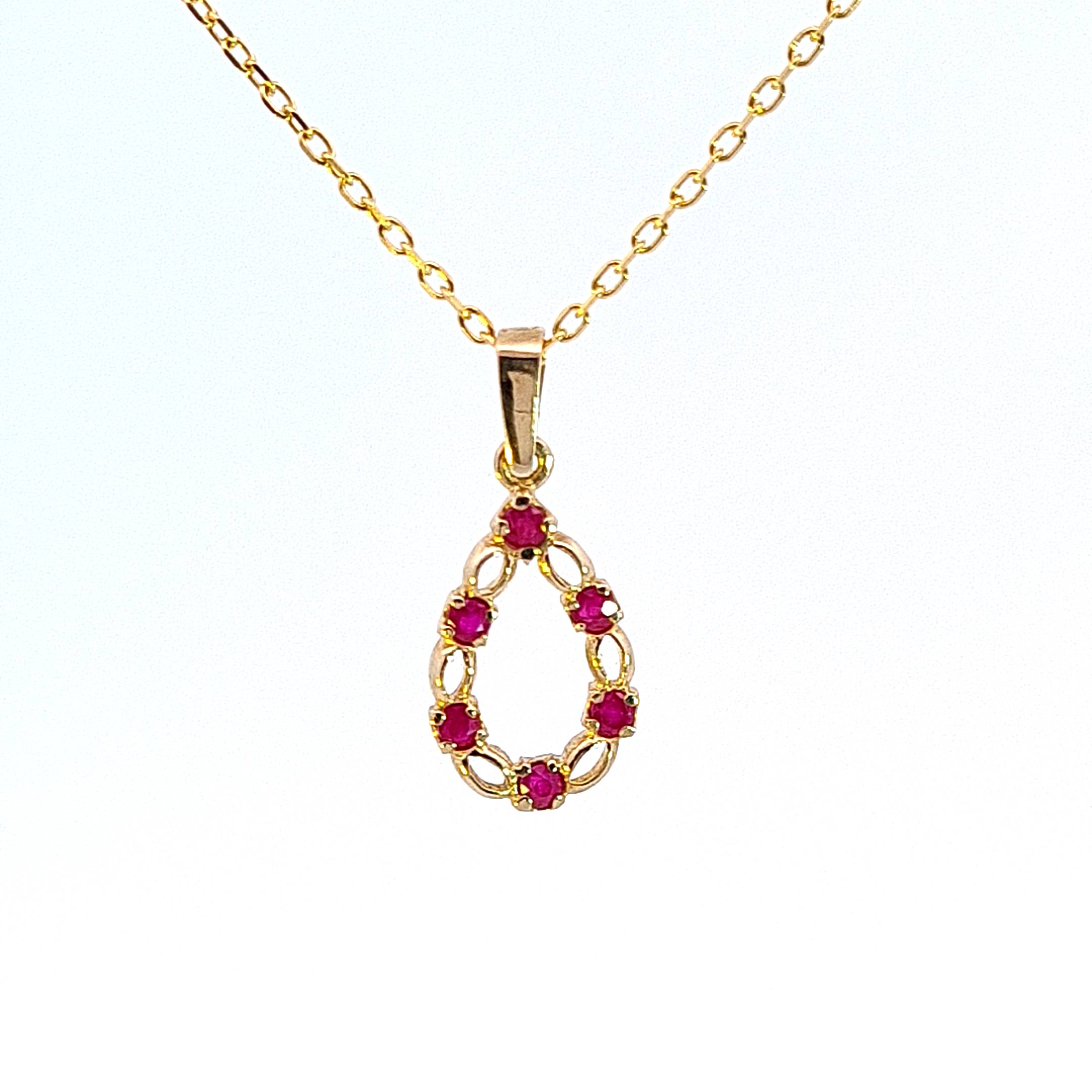 9ct gold Ruby pear drop pendant 8703 - Armin Lowe Jewellers