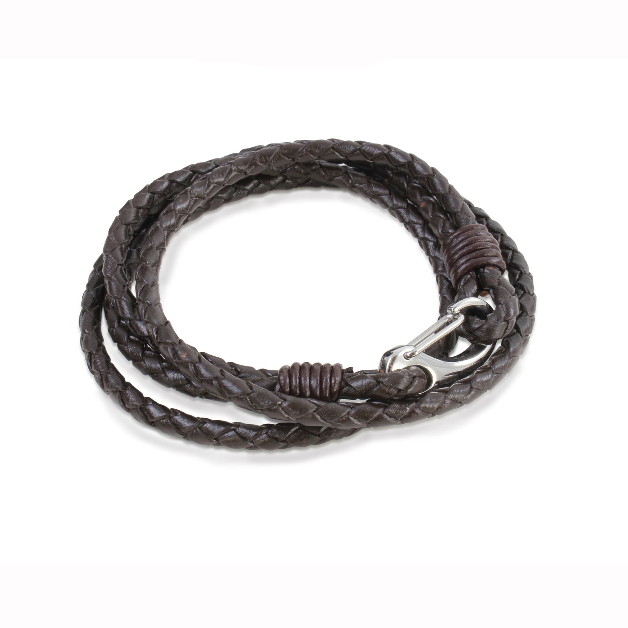 Double wrap leather gents bracelet 36560 - Armin Lowe Jewellers