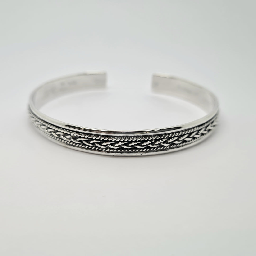 Sterling silver gents Torc style bangle 36977 - Armin Lowe Jewellers