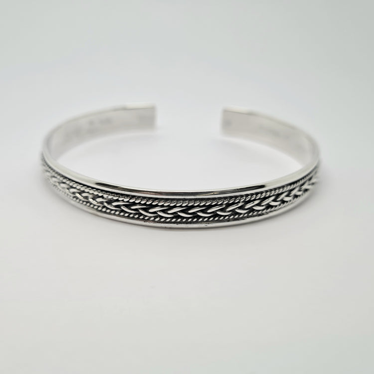 Sterling silver gents Torc style bangle 36977 - Armin Lowe Jewellers