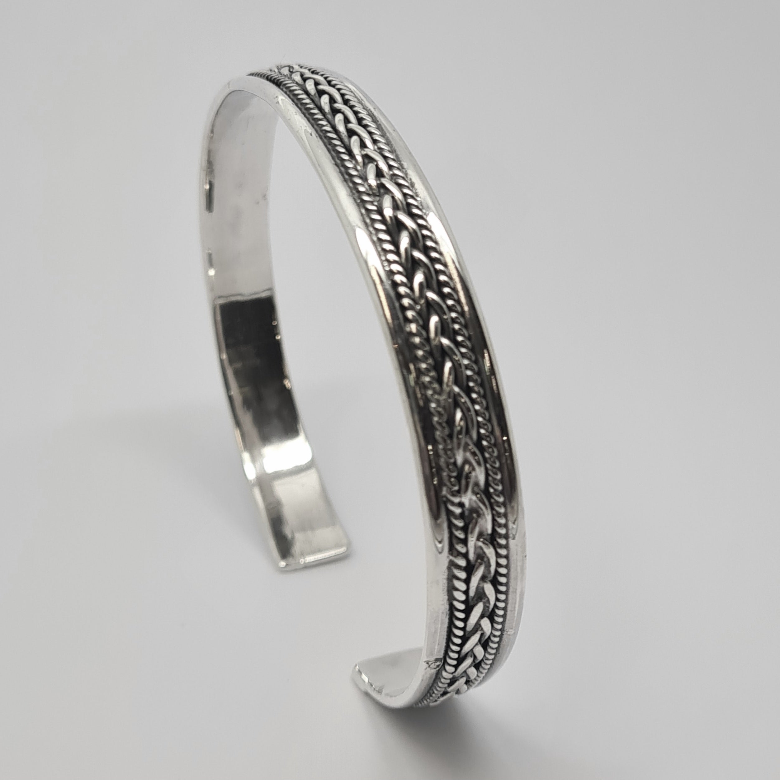 Sterling silver gents Torc style bangle 36977 - Armin Lowe Jewellers