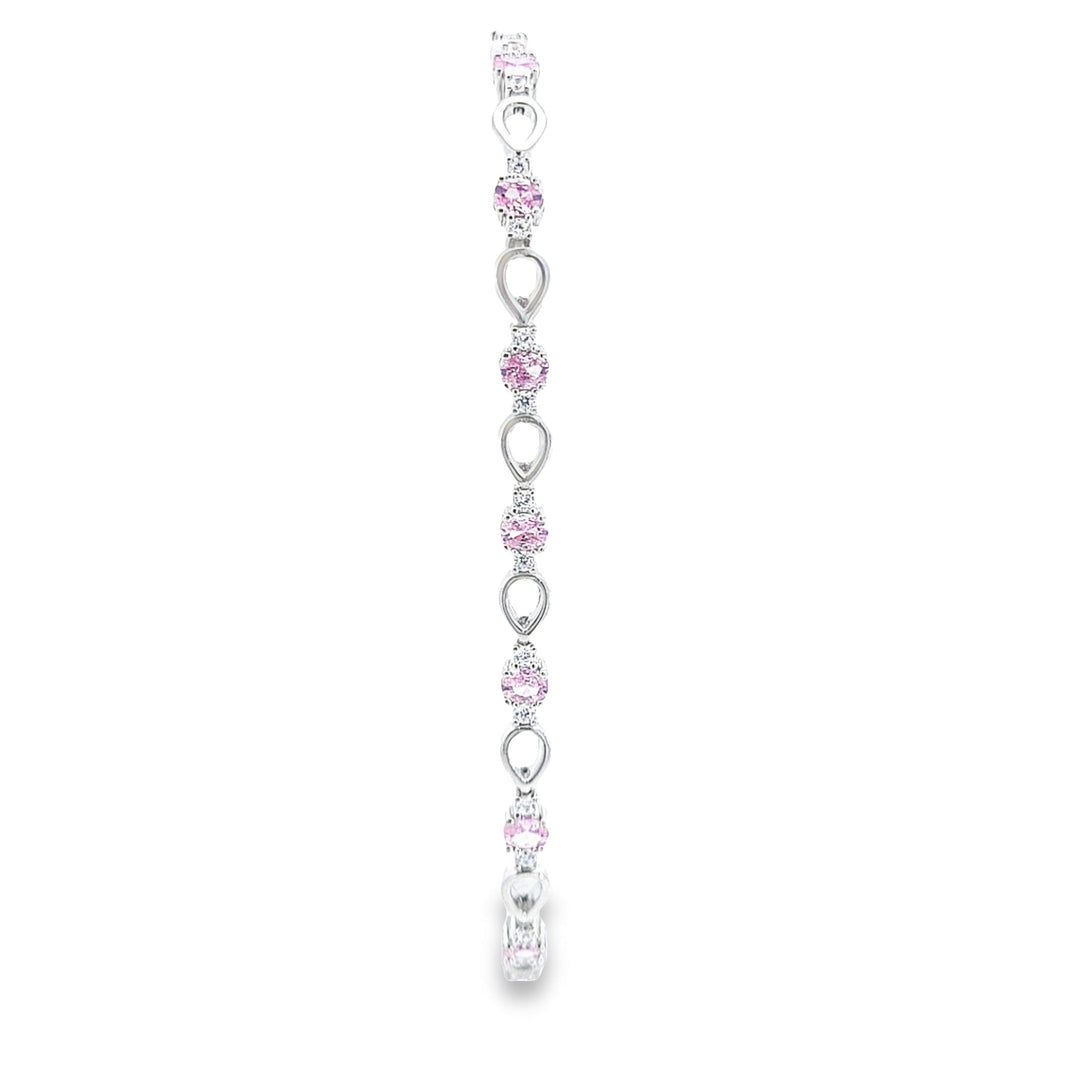 Sterling silver ladies Pink CZ set bracelet 36910 - Armin Lowe Jewellers