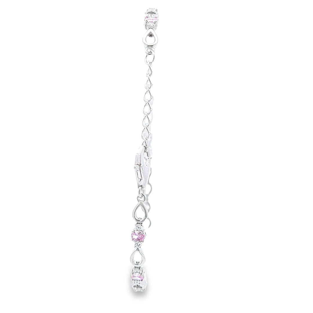 Sterling silver ladies Pink CZ set bracelet 36910 - Armin Lowe Jewellers