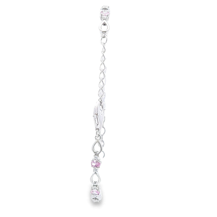 Sterling silver ladies Pink CZ set bracelet 36910 - Armin Lowe Jewellers