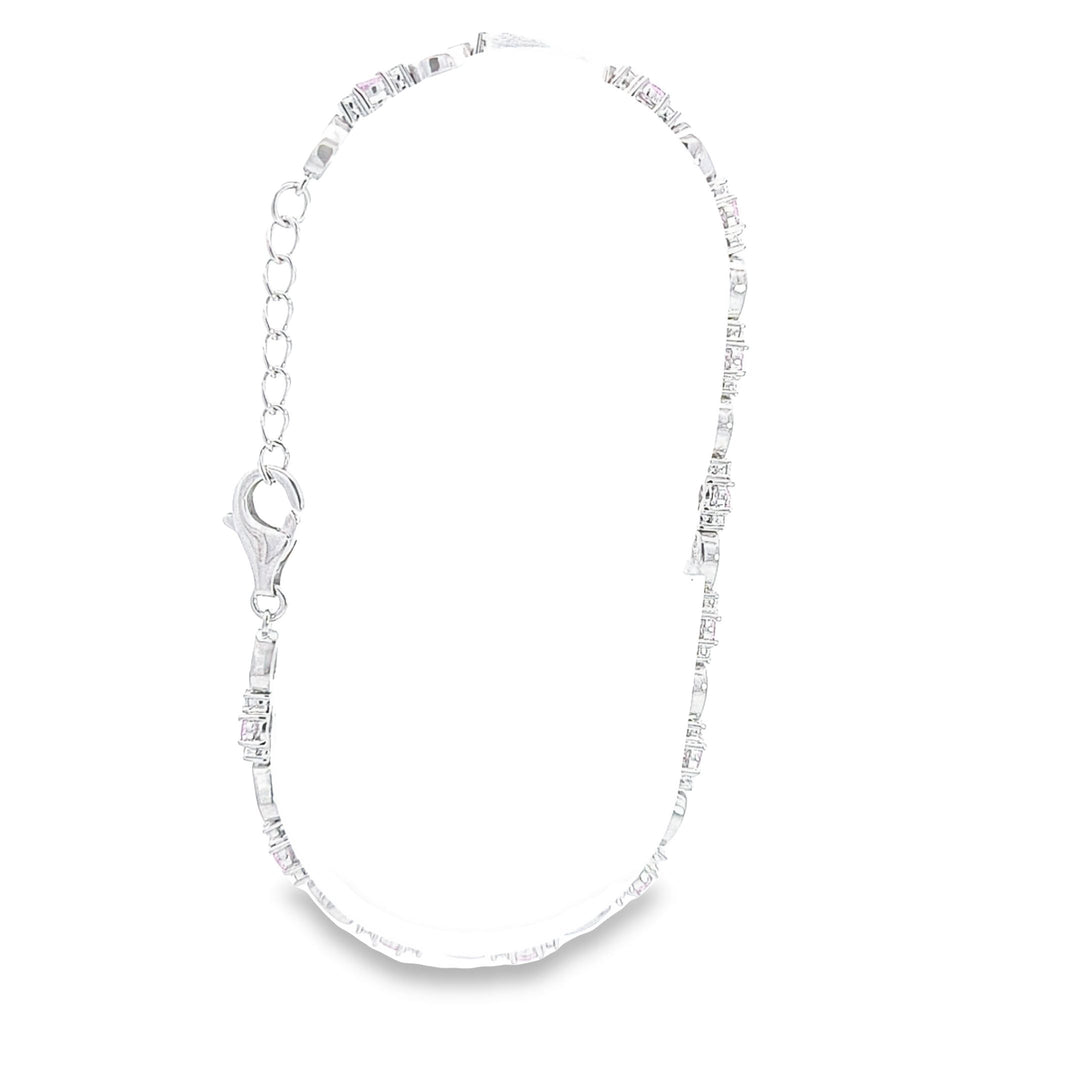 Sterling silver ladies Pink CZ set bracelet 36910 - Armin Lowe Jewellers