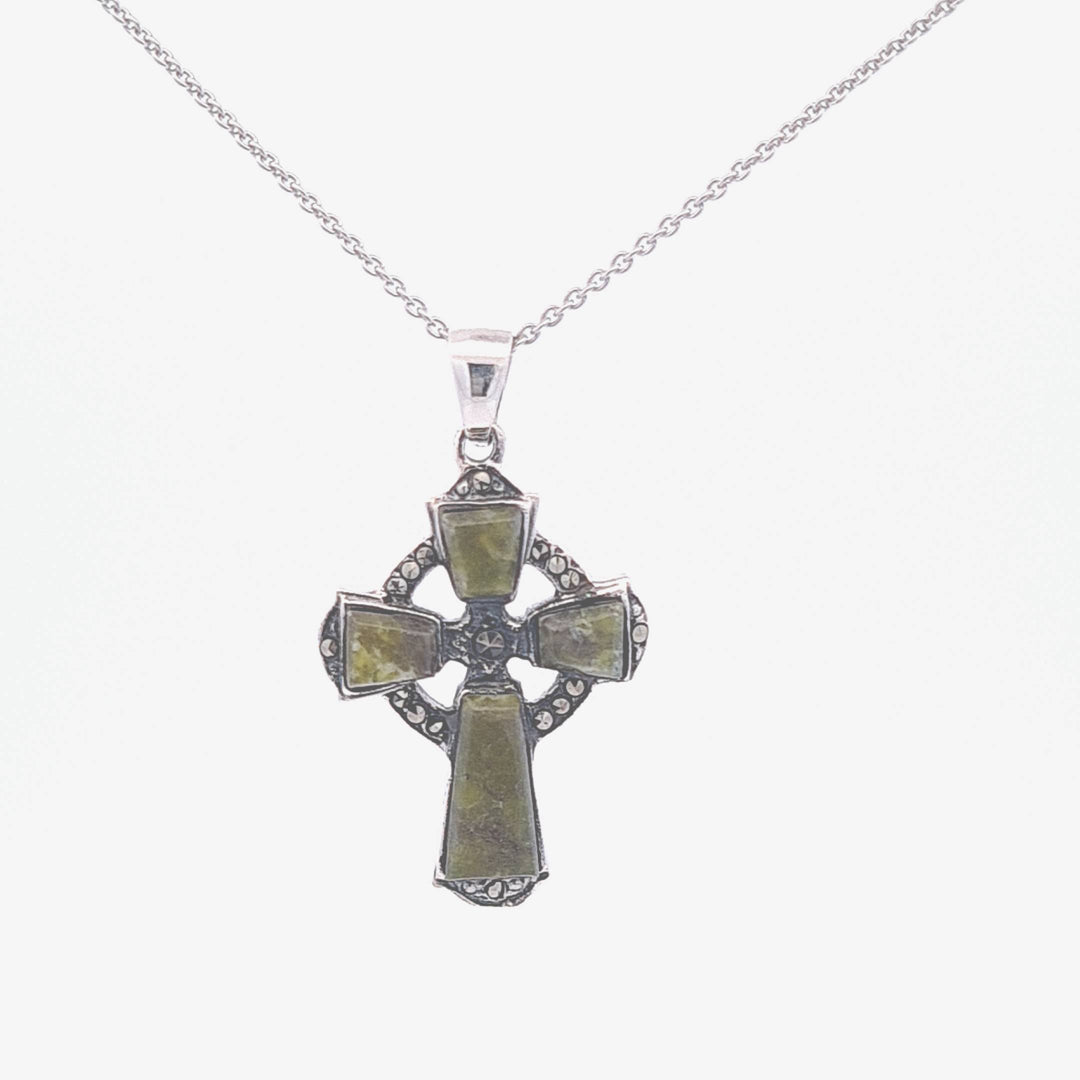 Connemara marble Celtic cross 37302 - Armin Lowe Jewellers