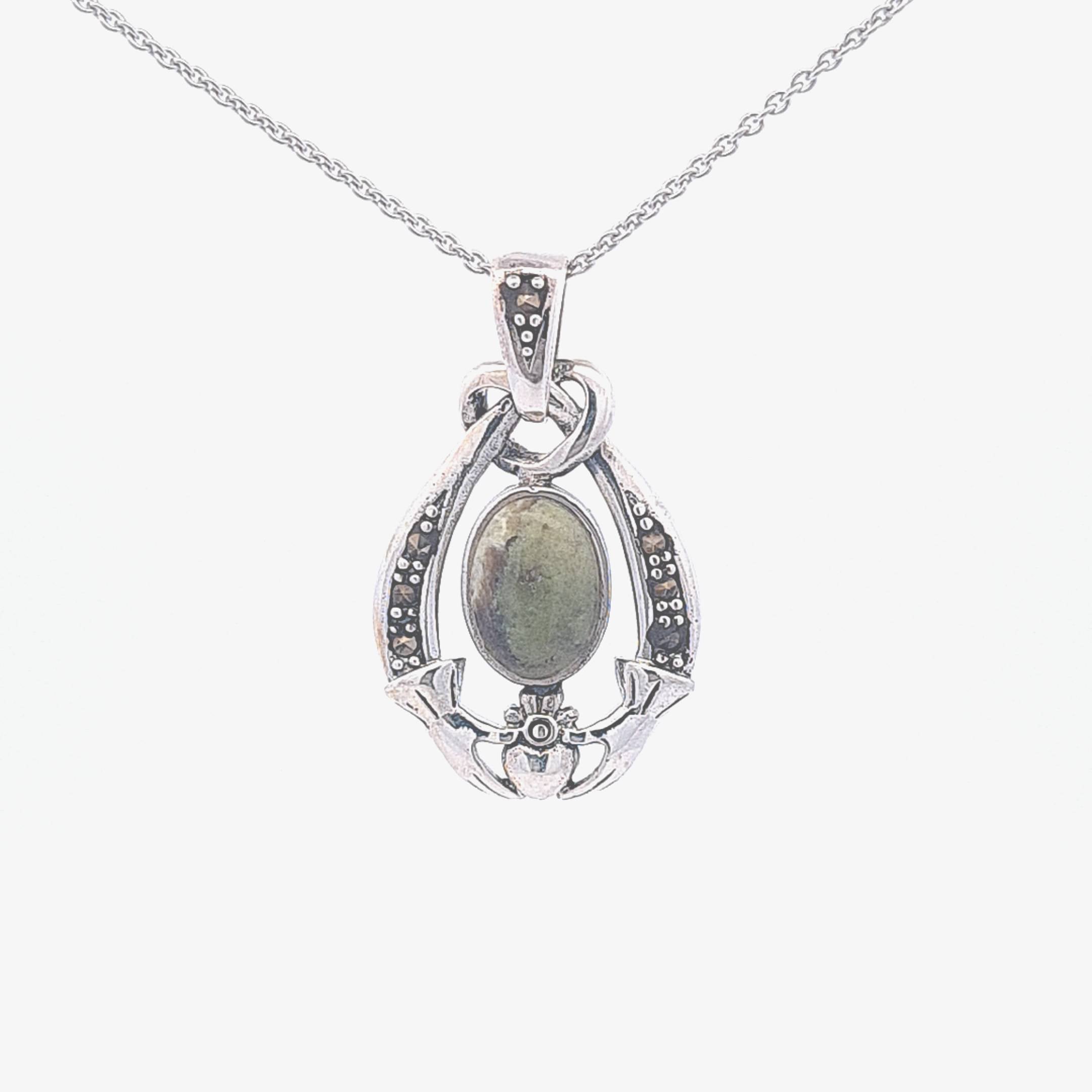 Connemara marble and Claddagh pendant 37320 - Armin Lowe Jewellers