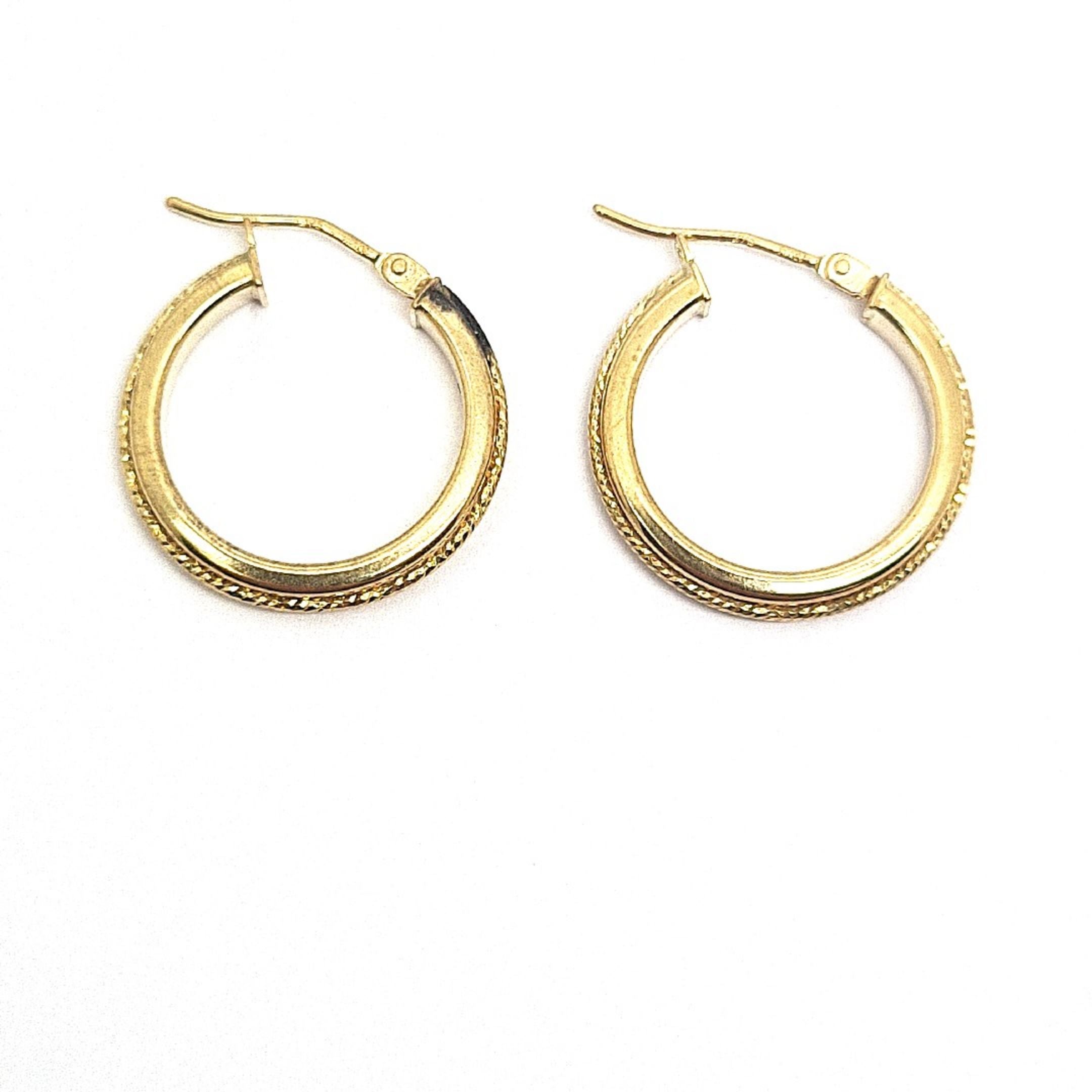 Diamond cut textured pattern hoop earrings 35354 - Armin Lowe Jewellers