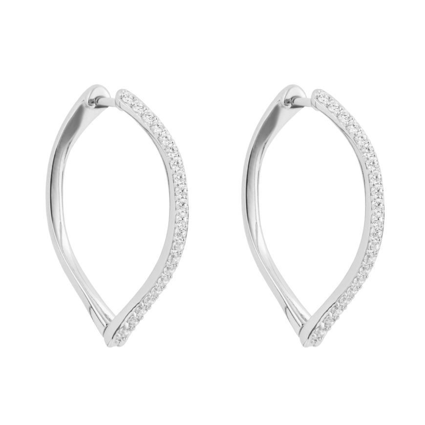 FIORELLI silverNavette Hoop Earrings With Cubic Zirconia 36791 - Armin Lowe Jewellers