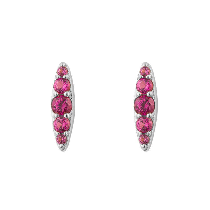 FIORELLI silverNavette Stud Earrings With Fuchsia Crystal 36777 - Armin Lowe Jewellers