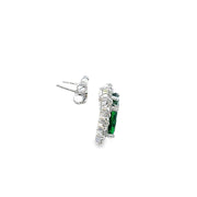 Classic Emerald Green CZ oval cluster stud earrings 36449