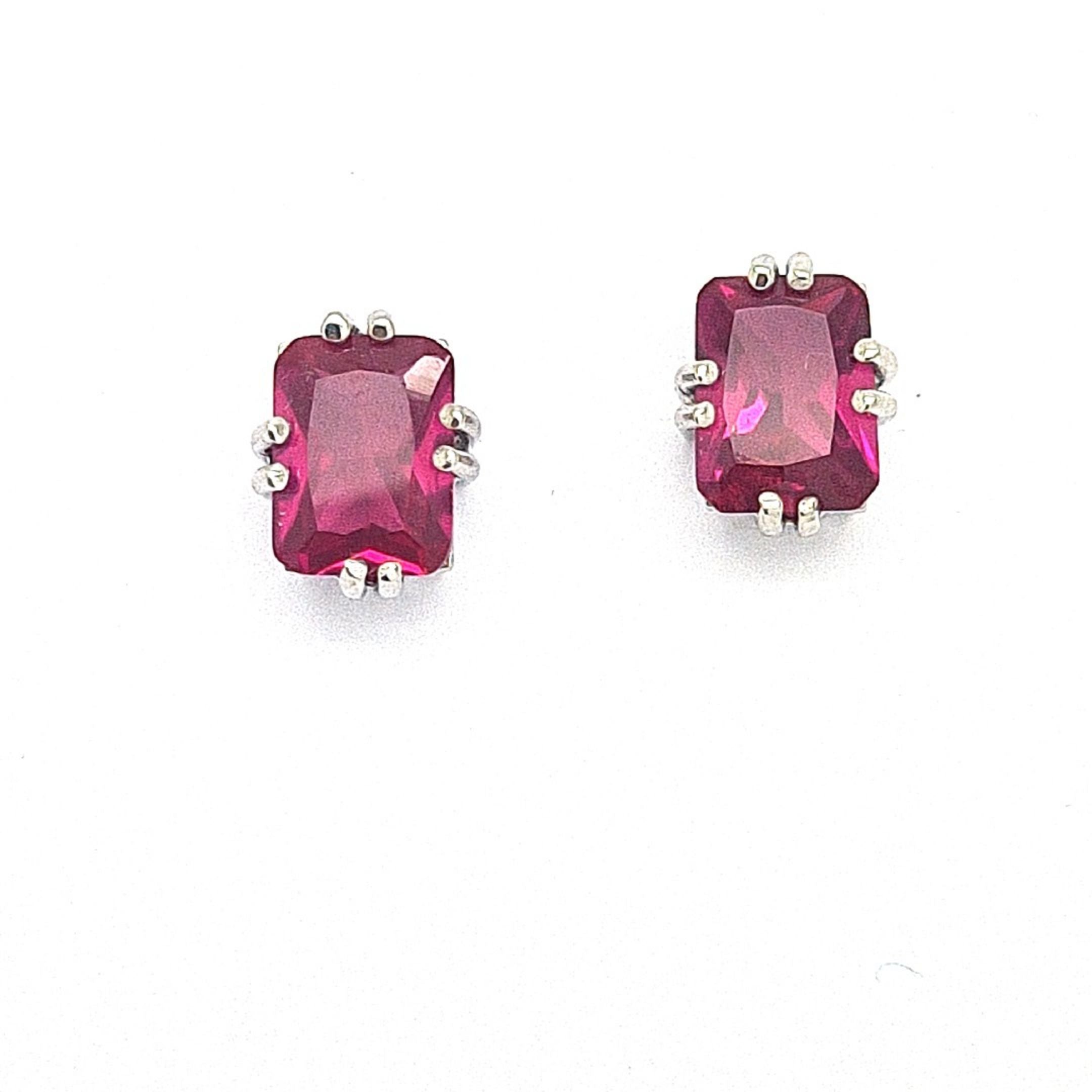 Emerald cut Ruby CZ stud earring 34503 - Armin Lowe Jewellers