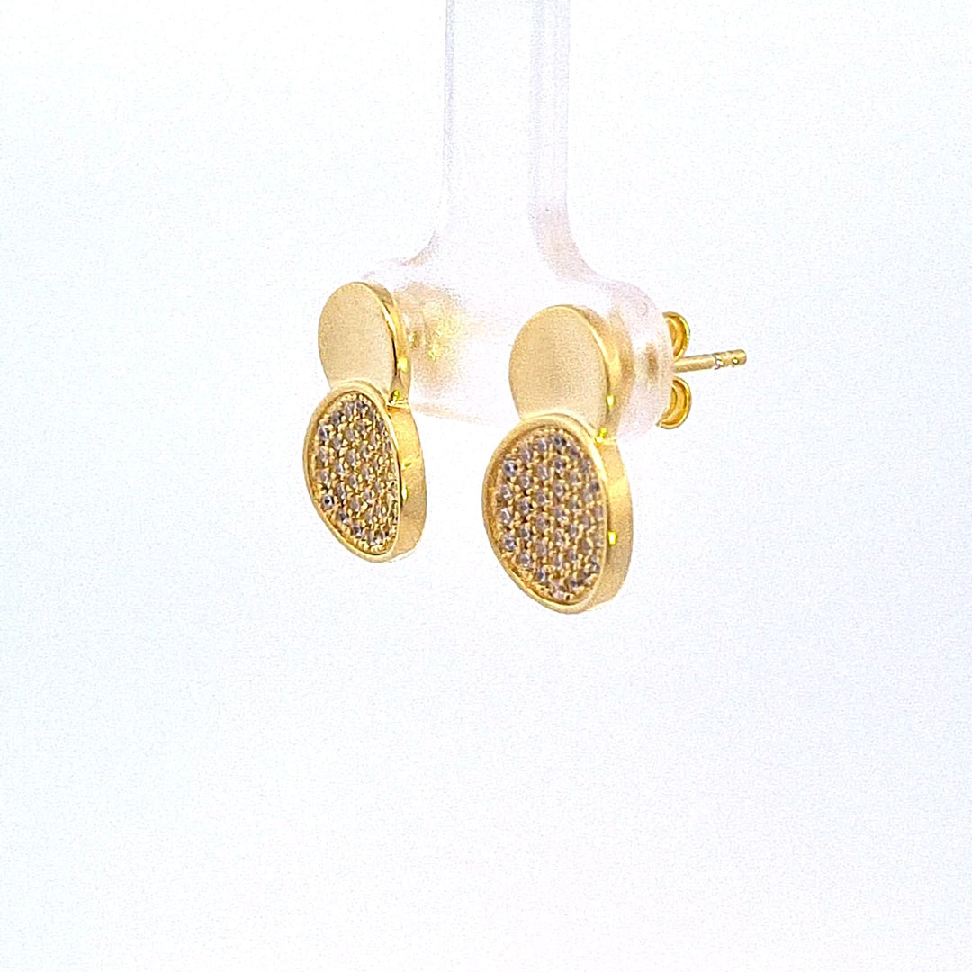 Gold tone double disc stud earrings 37666