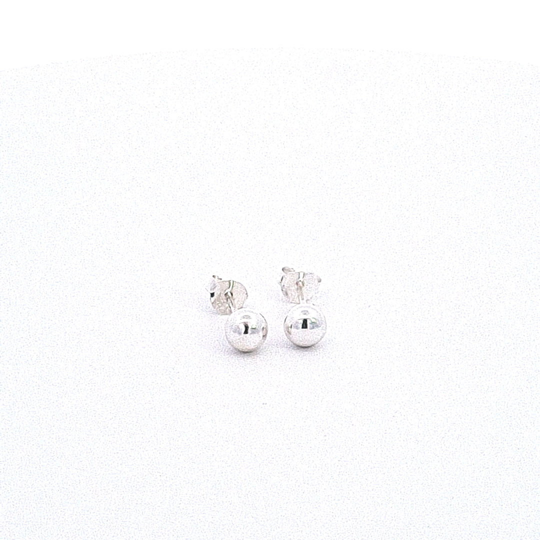 Sterling silver 5mm polished ball stud earrings 35011