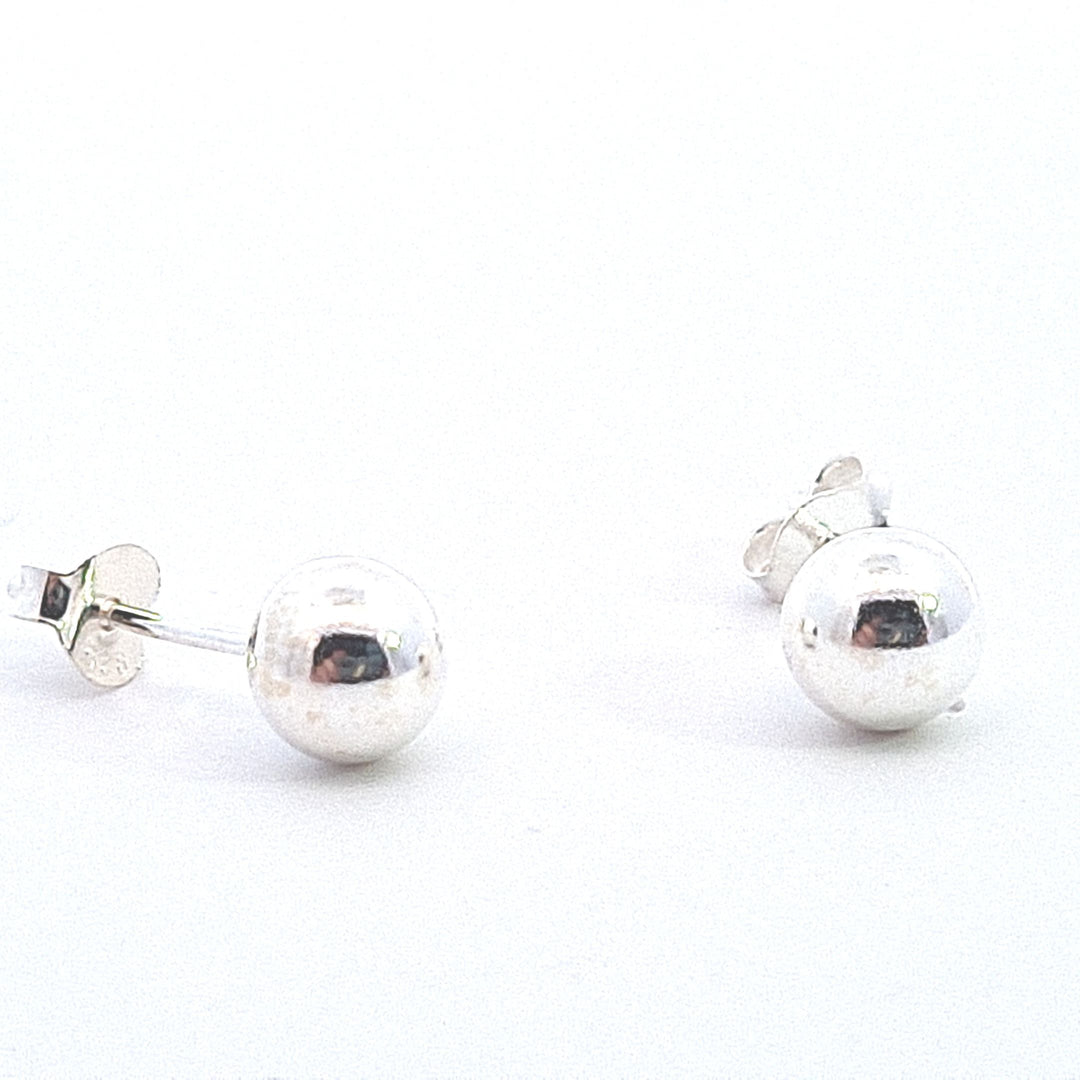 Sterling silver 6mm polished ball stud earrings 35012