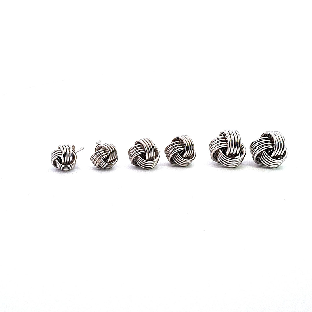 Sterling silver 8mm wool knot style stud earrings 37648