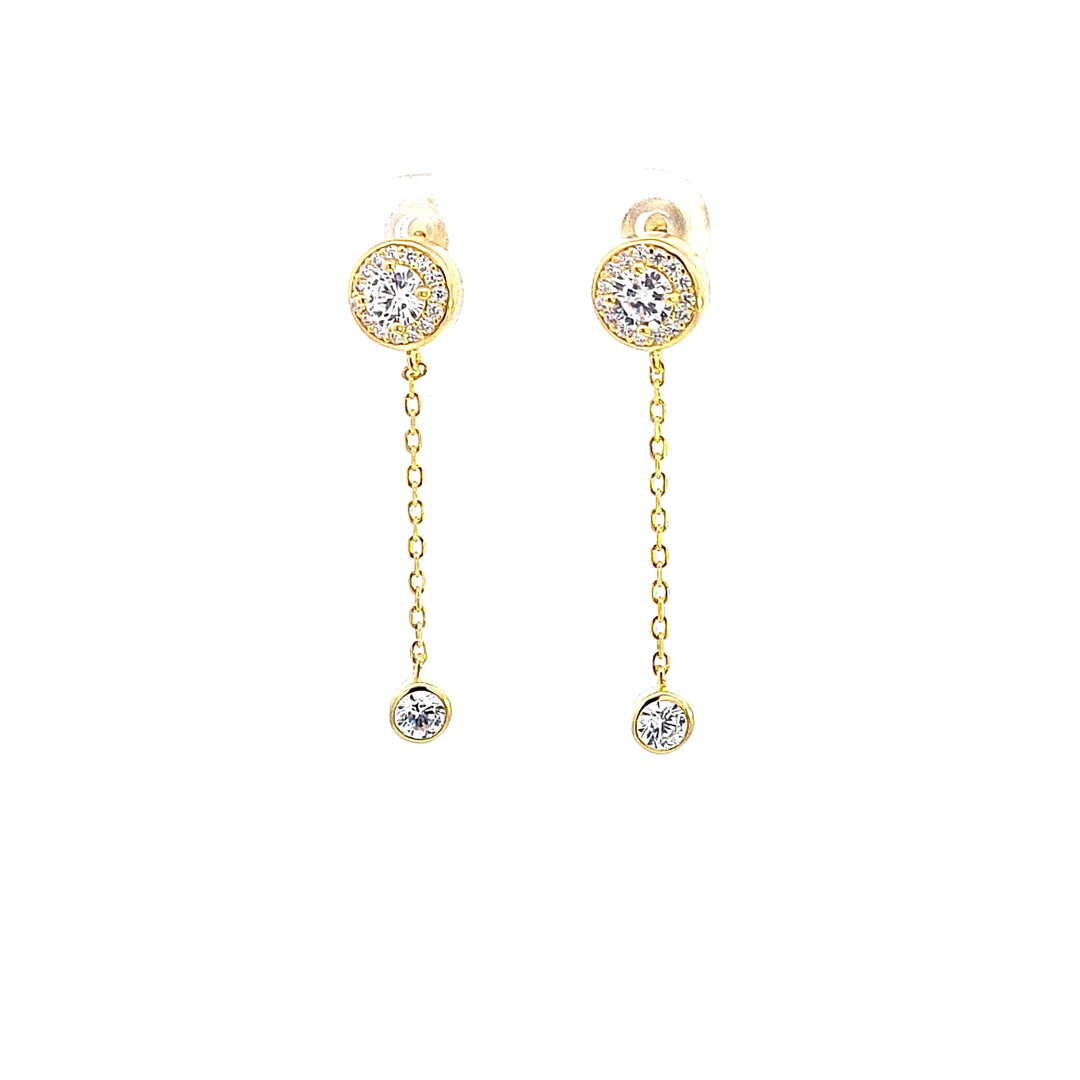 Gold tone string drop earrings 37668