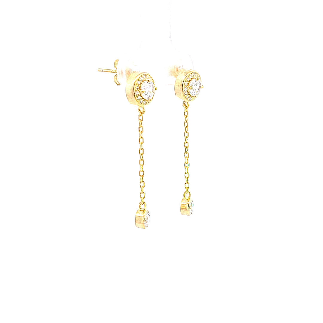 Gold tone string drop earrings 37668