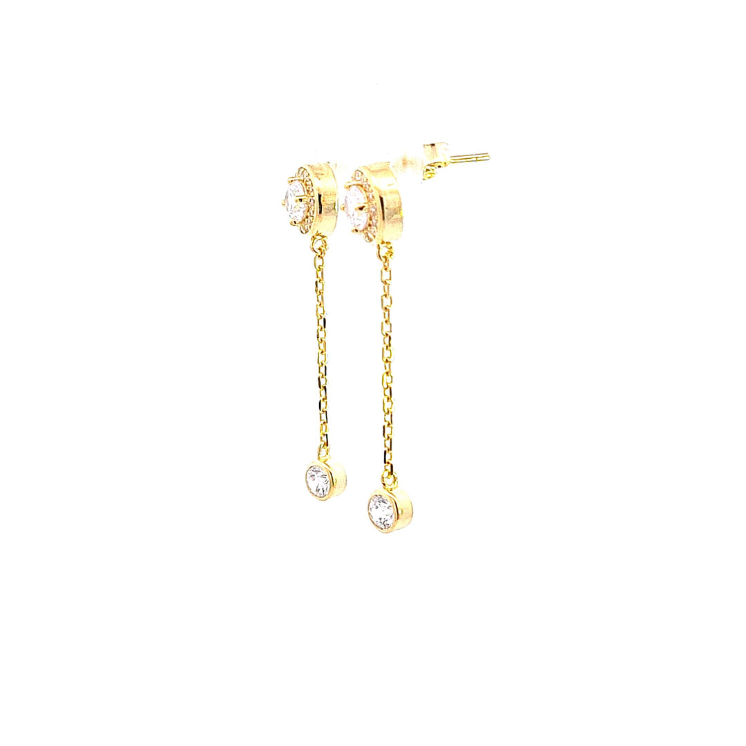 Gold tone string drop earrings 37668