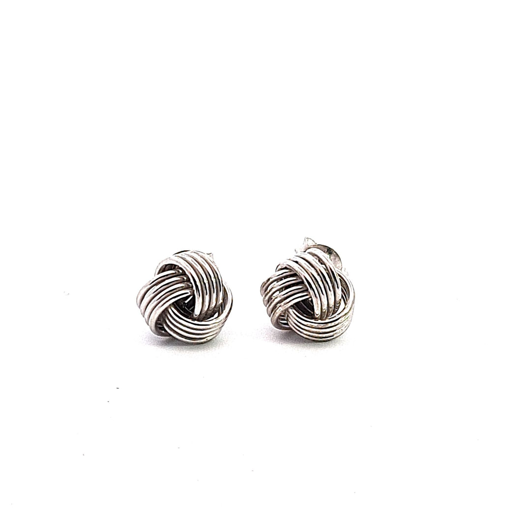 Sterling silver 8mm wool knot style stud earrings 37648