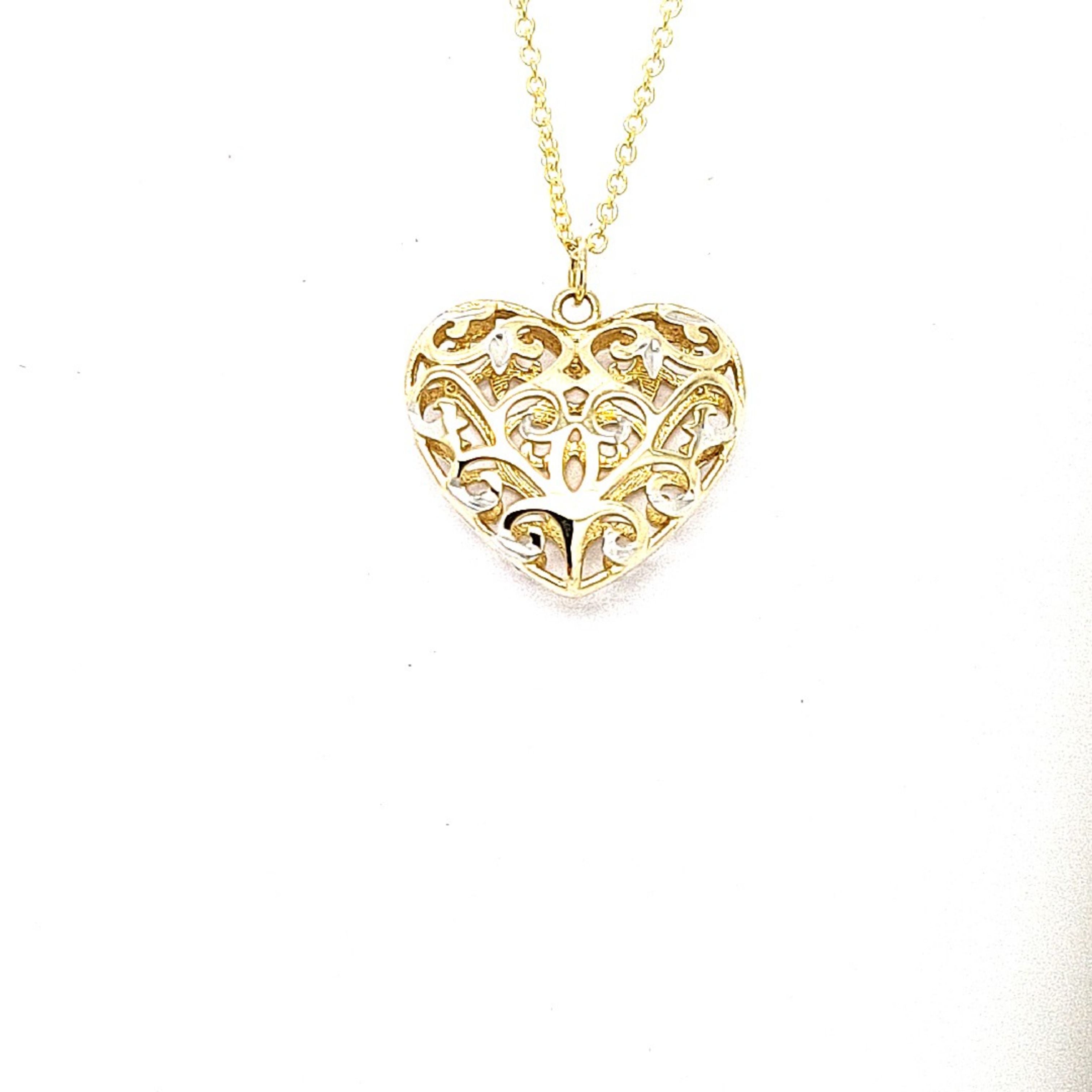 Gold filliree style puffed heart pendant 37519 - Armin Lowe Jewellers