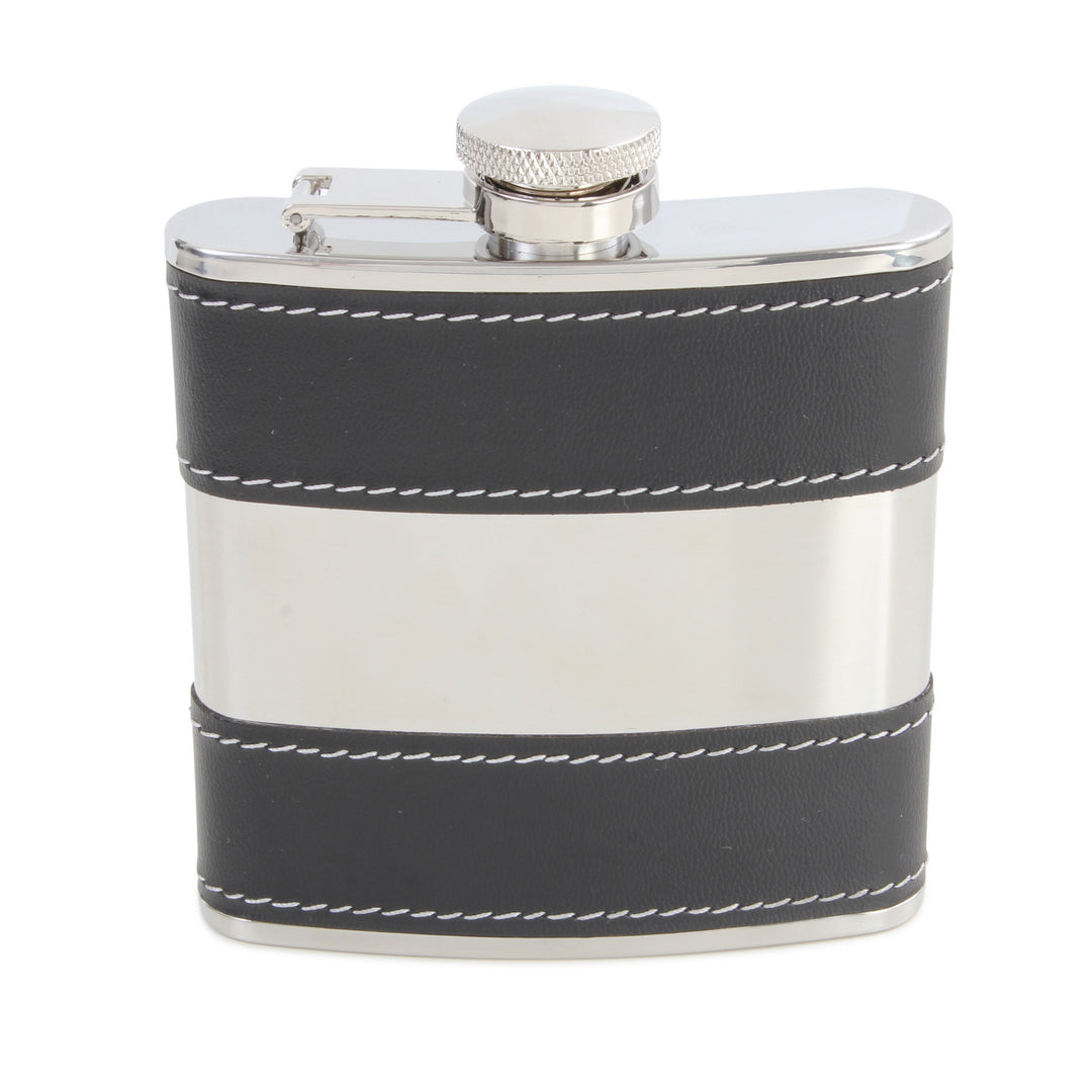 Hip flask with black leather 31977 - Armin Lowe Jewellers