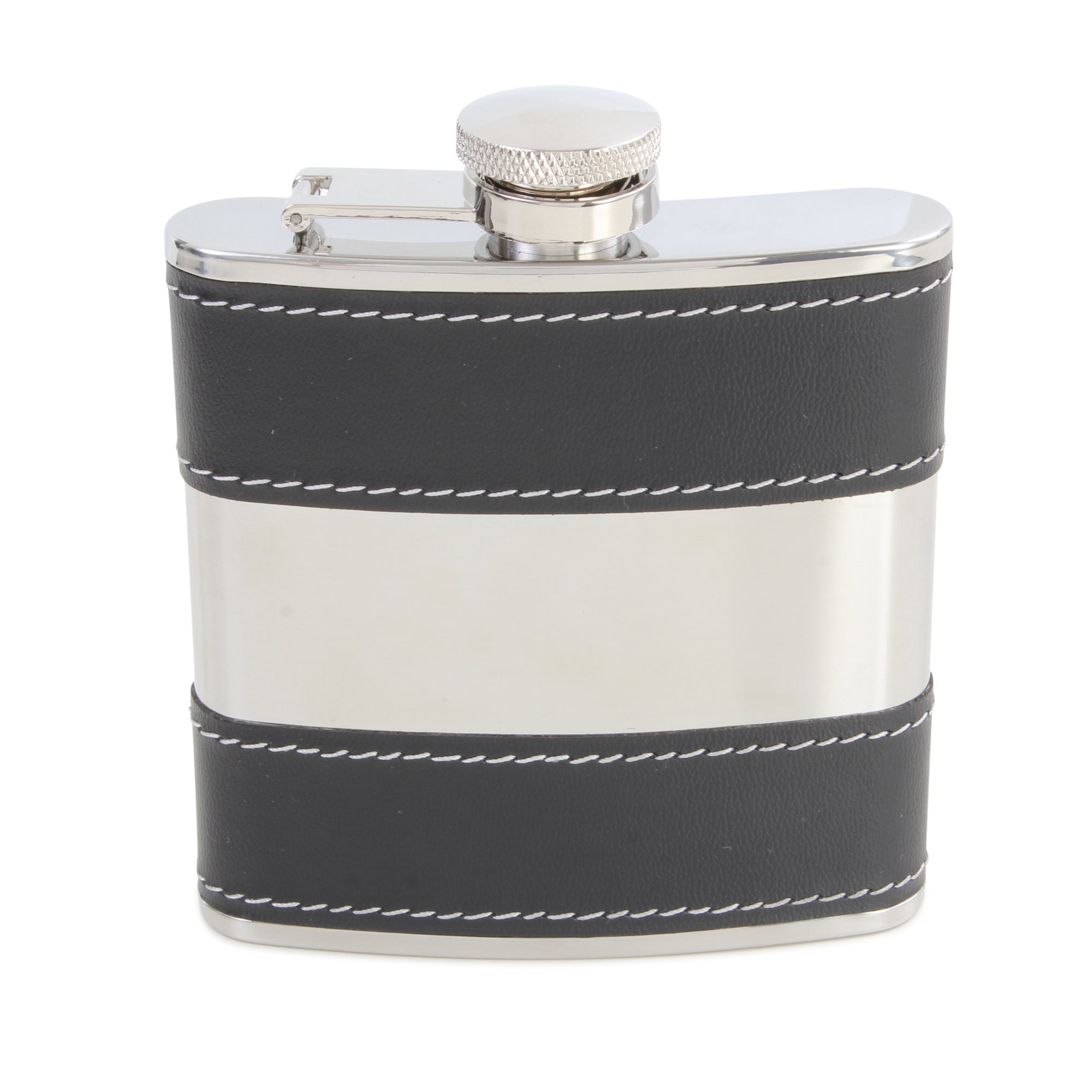 Hip flask with black leather 31977 - Armin Lowe Jewellers